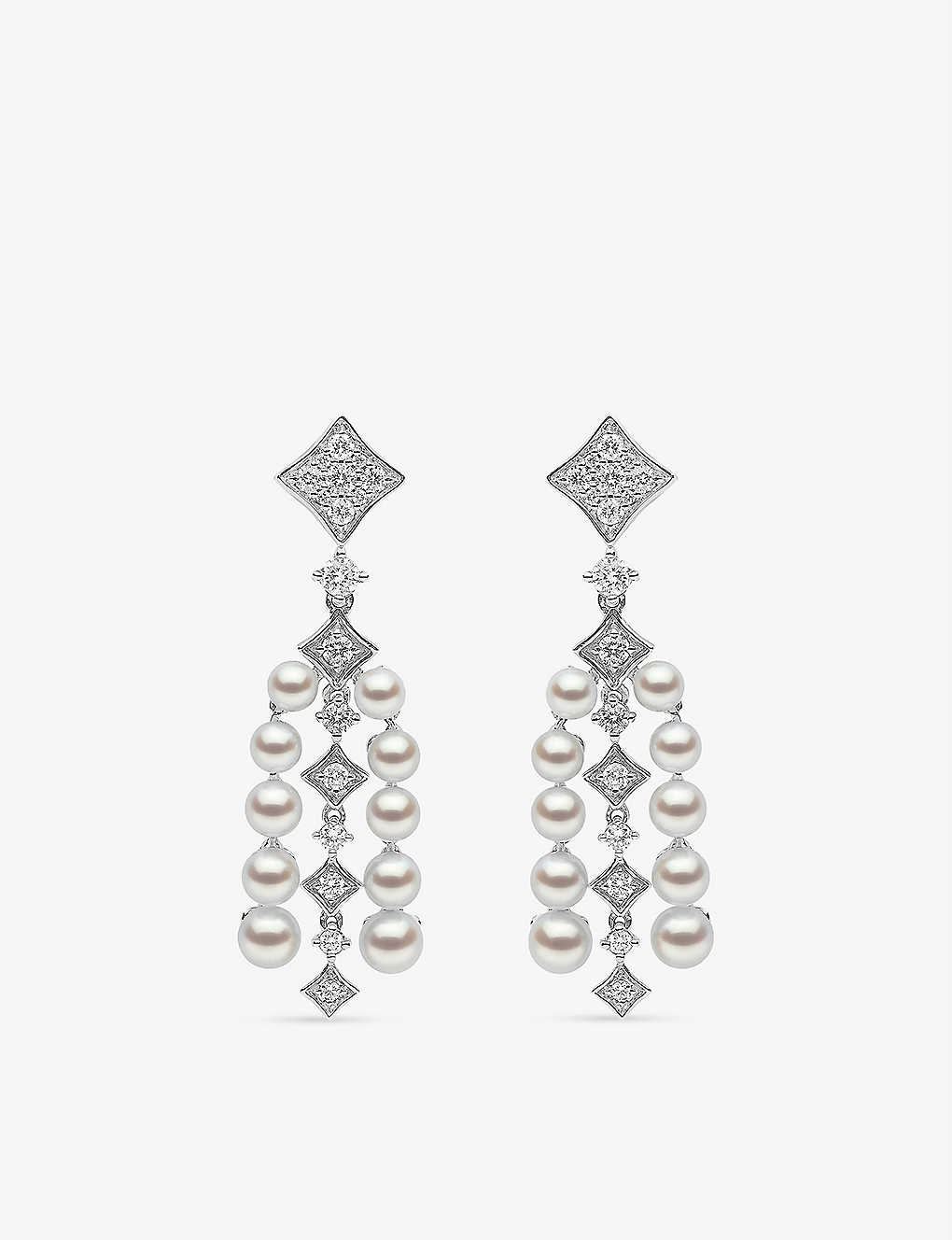 Yoko London Raindrop 18ct White-gold, 0.23ct Diamond And Akoya Pearl Drop Earrings In White Gold