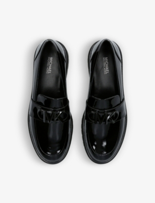 Shop Michael Michael Kors Womens Black Parker Lug-sole Patent-leather Loafers