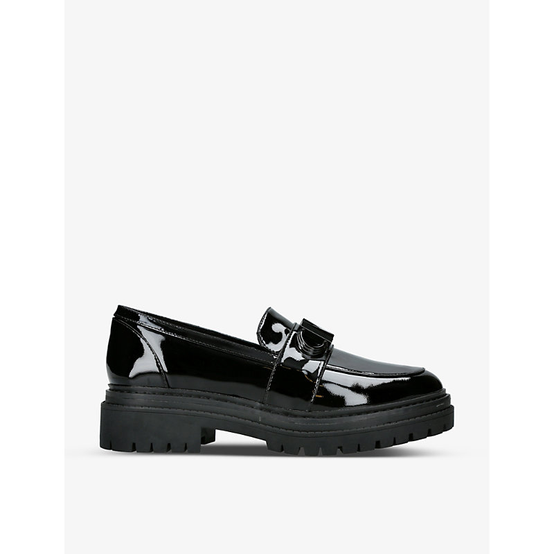 Shop Michael Michael Kors Womens Black Parker Lug-sole Patent-leather Loafers