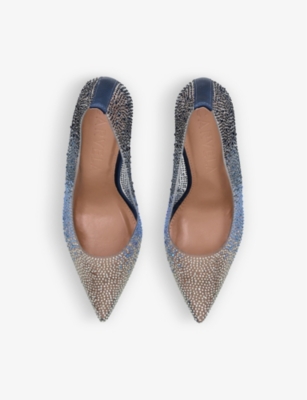 Shop Carvela Women's Vy Lovebird Crystal-embellished Pvc Courts In Navy