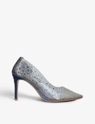 Carvela Womens Navy Lovebird Crystal-embellished Pvc Courts