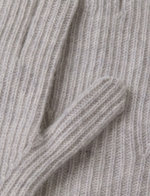 The White Company S Midtaupemr Ribbed Cashmere Gloves In Gray