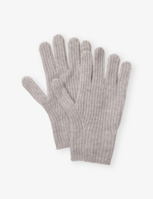 The White Company S Midtaupemr Ribbed Cashmere Gloves In Gray