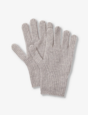 The White Company Womens Palegrmrl Ribbed Cashmere Gloves