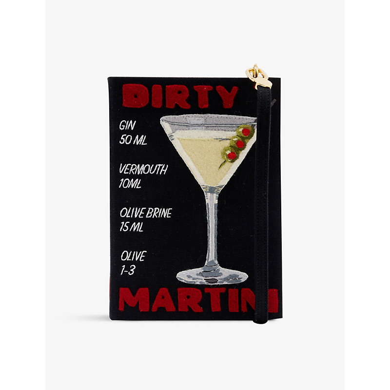 Olympia Le-tan Dirty Martini Embroidered Book Clutch Bag In Black