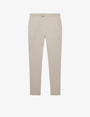 Reiss Mens Ecru Found Slim-leg Mid-rise Stretch-woven Trousers In Cream