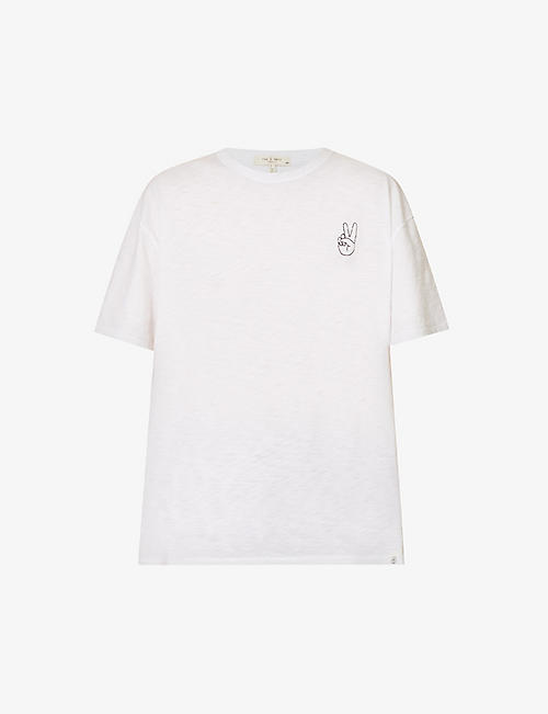 RAG & BONE: Peace embroidered organic-cotton T-shirt