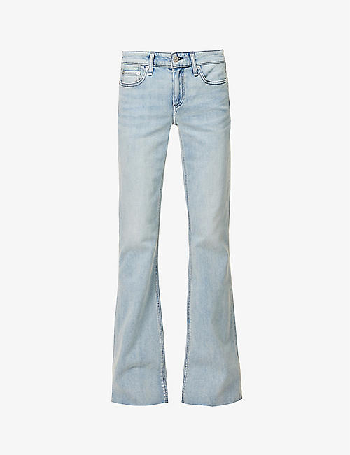 RAG & BONE: Kinsley faded-wash flared low-rise stretch-denim jeans