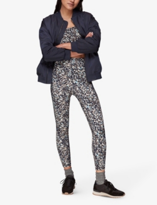Shop Whistles Women's Blue Speckled-print High-rise Stretch-recycled Nylon Leggings