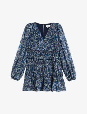 TED BAKER: Rohzan butterfly-print woven mini dress