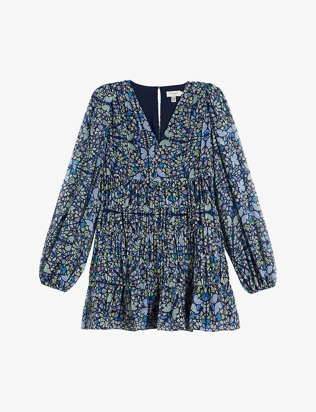 Ted Baker Womens Mid-blue Rohzan Butterfly-print Woven Mini Dress