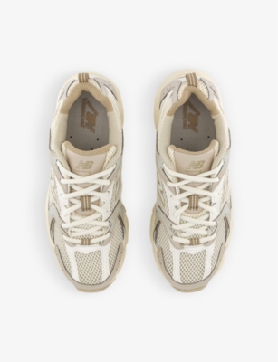 MR530 logo-embossed leather and mesh low-top trainers