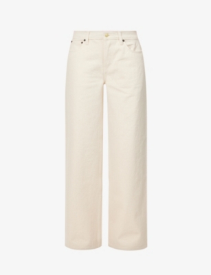 STILL HERE STILL HERE WOMEN'S BONE RAINBOW WALKER WIDE-LEG HIGH-RISE COTTON-TWILL JEANS 65185217