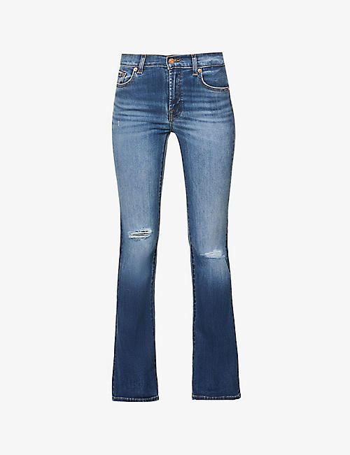 7 FOR ALL MANKIND: Bootcut flared-leg mid-rise stretch-denim jeans