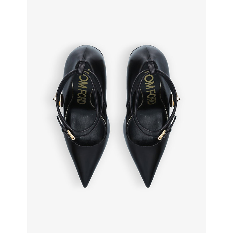 Shop Tom Ford Padlock Pointed-toe Leather Courts In Black
