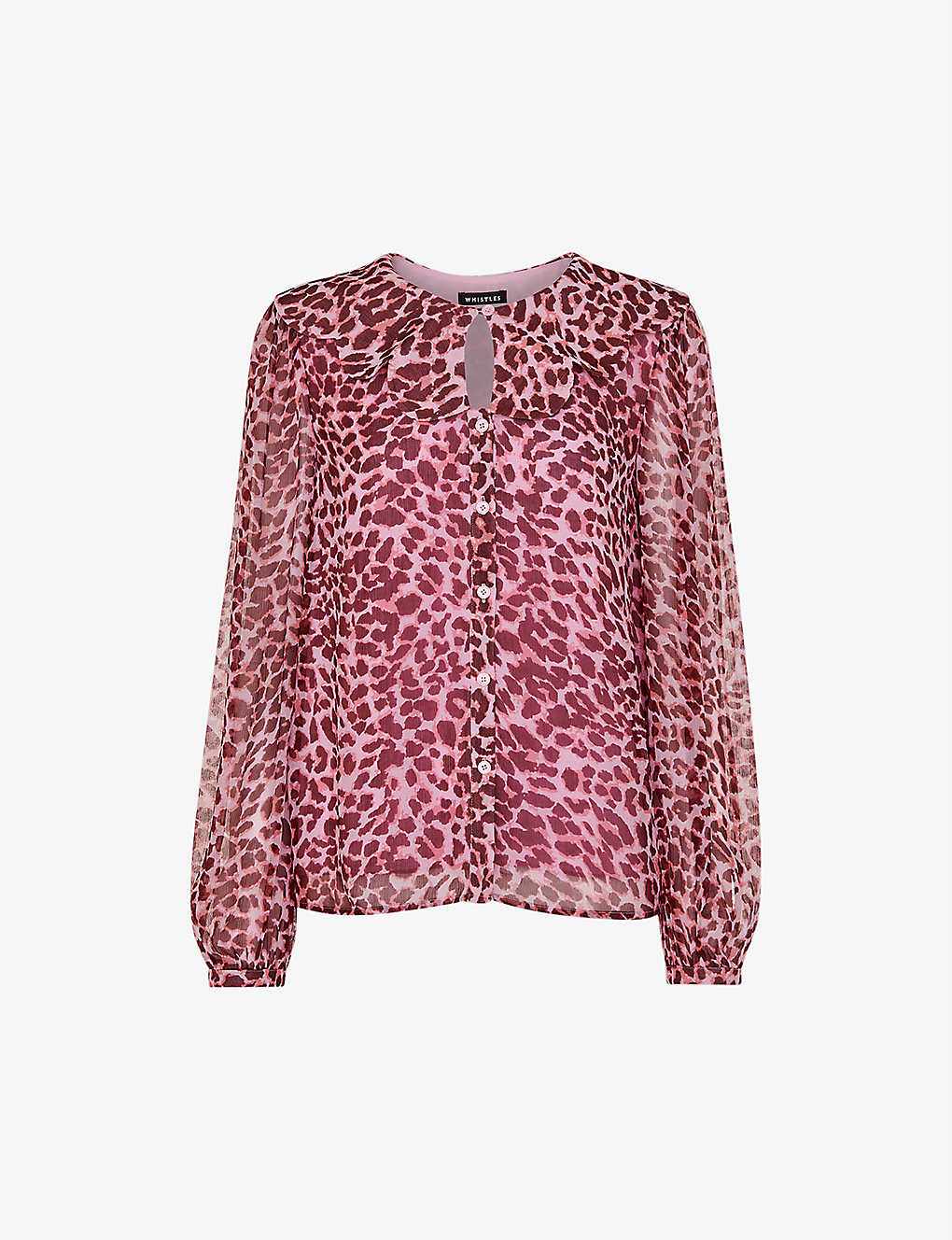 Whistles Scalloped Collar Leopard Print Blouse In Multi-coloured
