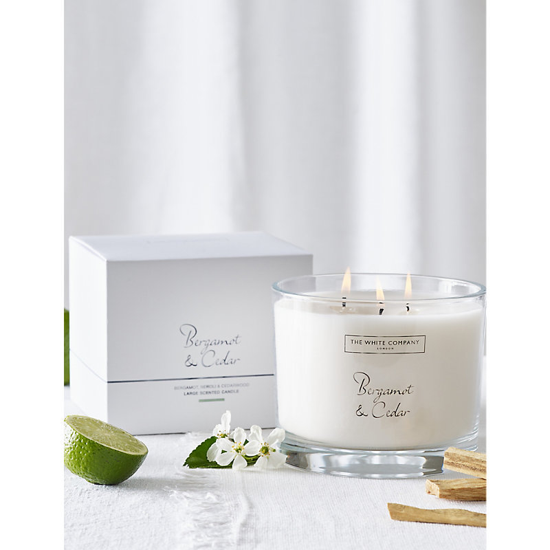 Shop The White Company None/clear Bergamot And Cedarwood Large Scented Candle 770g