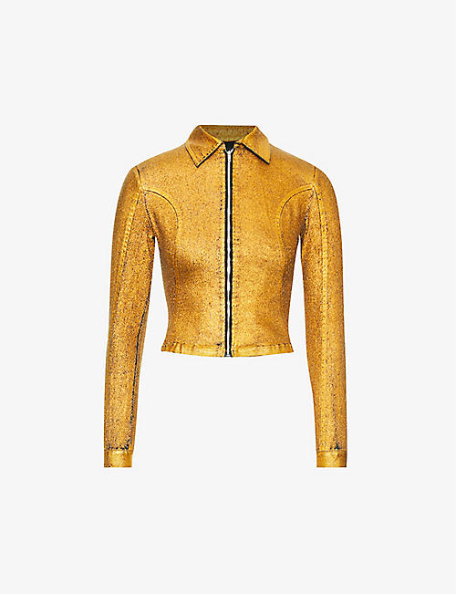SINEAD GOREY: Distressed buckled-strap cotton-blend jacket
