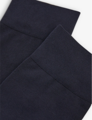 Shop Falke Womens 6370 Dark Vy Cotton Touch Ankle-length Stretch-cotton Blend Socks In 6370 Dark Navy