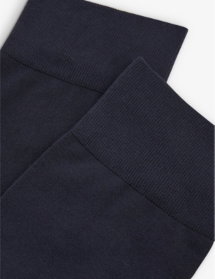 Falke Womens  Cotton Touch Ankle-length Stretch-cotton Blend Socks In 6370 Dark Navy