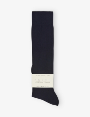 Shop Falke Women's 6370 Dark Vy Cotton Touch Ankle-length Stretch-cotton Blend Socks In 6370 Dark Navy
