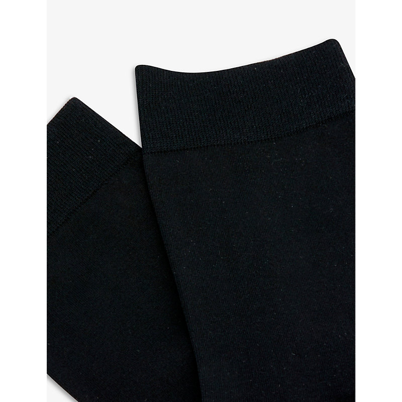 Shop Falke Cotton Touch Cotton-blend Socks In 3000 Black
