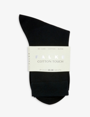 Falke Cotton Touch Cotton-blend Socks In 3000 Black