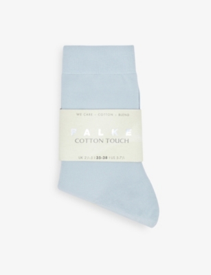 Falke Womens 6594 Light Blue Cotton Touch Cotton-blend Socks