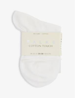 Shop Falke Women's 2000 White Cotton Touch Rolled-cuff Stretch-cotton-blend Socks