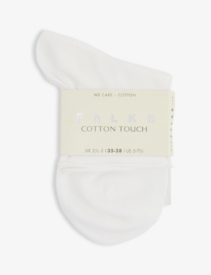 Falke Cotton Touch Rolled-cuff Stretch-cotton-blend Socks In 2000 White