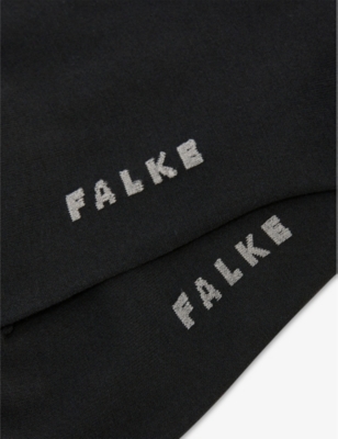 Falke Cotton Touch Rolled-cuff Stretch-cotton-blend Socks In 3000 Black