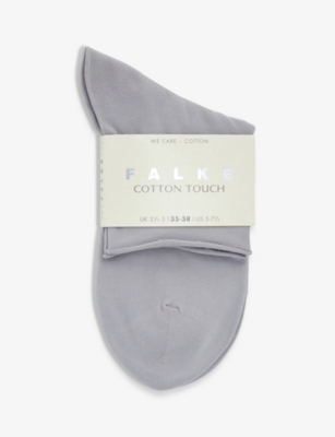 Falke Womens 3290 Silver Cotton Touch Rolled-cuff Stretch-cotton