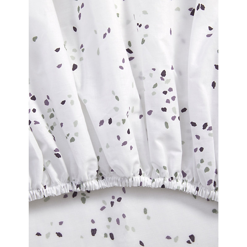 Shop Yves Delorme Multicoloured Saito Floral-print Organic-cotton Fitted Bed Sheet