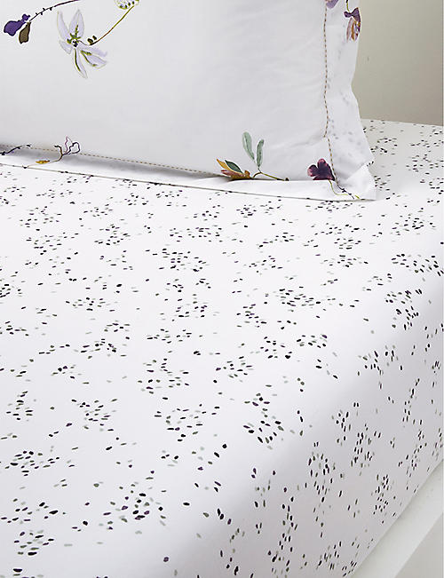 YVES DELORME: Saito floral-print organic-cotton fitted bed sheet
