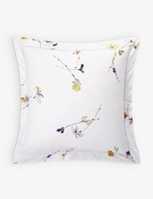 Yves Delorme Multicoloured Saito Floral-print Boudoir Organic-cotton Pillowcase 30cm X 40cm