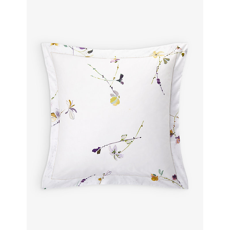 Yves Delorme Multicoloured Saito Floral-print Boudoir Organic-cotton Pillowcase 30cm X 40cm