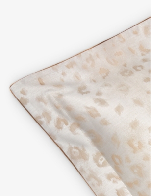 Shop Yves Delorme Beige Tioman Animal-print Organic-cotton Boudoir Pillowcase 30cm X 40cm