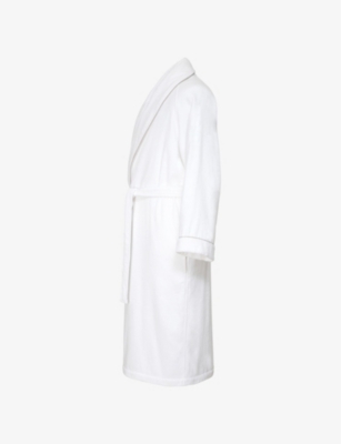 Shop Yves Delorme Womens Pierre Idole Piped-trim Cotton-terry Bath Robe