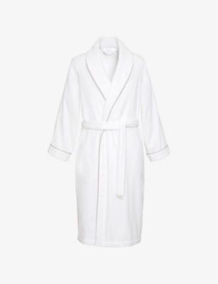 Yves Delorme Womens Pierre Idole Piped-trim Cotton-terry Bath Robe