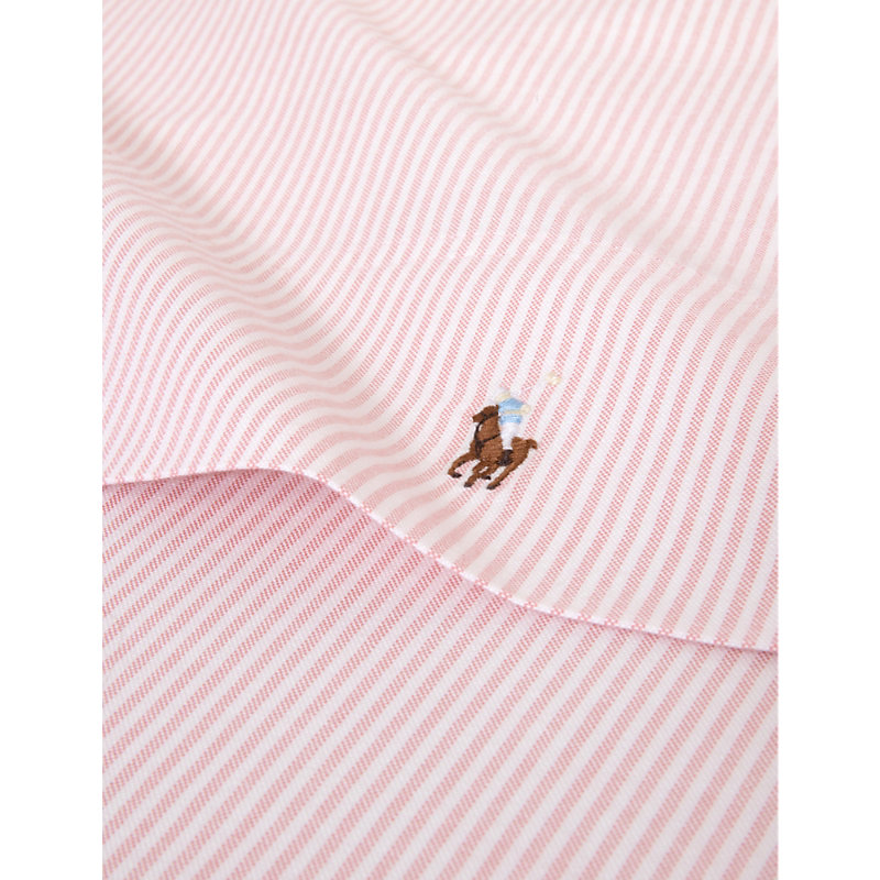 Shop Ralph Lauren Home Rosette Oxford Logo-embroidered Striped Cotton Flat Sheet