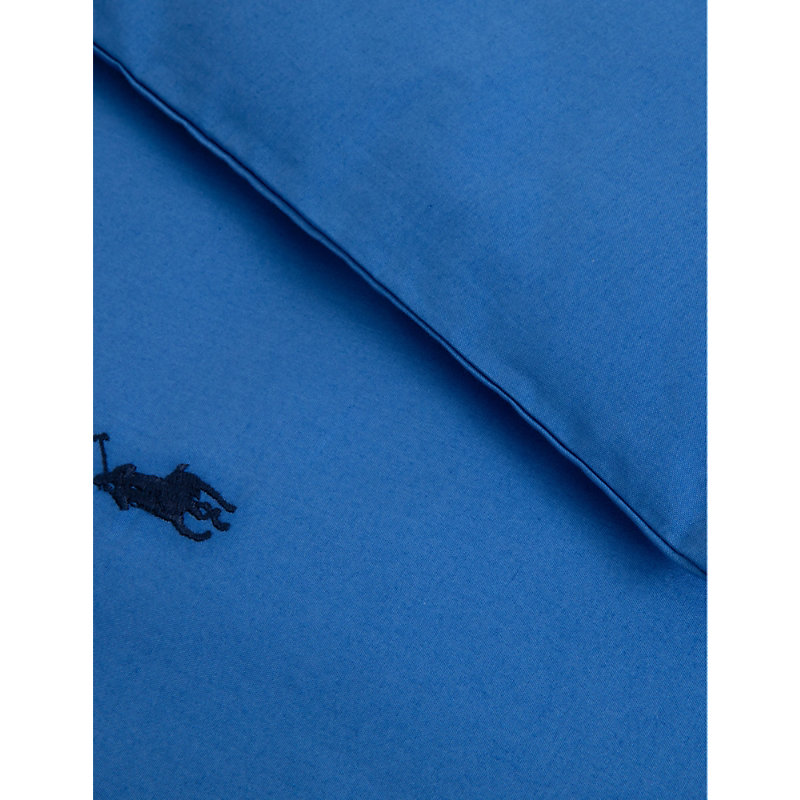 Shop Ralph Lauren Home Iris Blue Player Logo-embroidered Cotton Duvet Cover