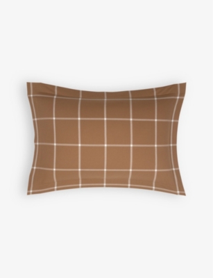 RALPH LAUREN HOME: Modern Equestrian plaid-print cotton Oxford pillowcase