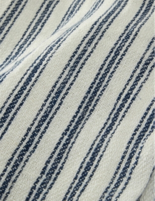 Shop Ralph Lauren Home Indigo Carrell Stripe-pattern Linen Throw