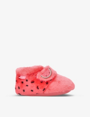 Ugg Girls Pink Kids Bixbee Watermelon Fleece Shoes 0-12 Months