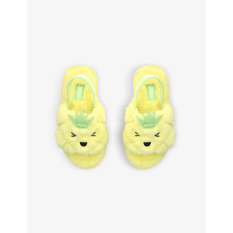 Shop Ugg Girls Yellow Kids Fluff Yeah Pineapple Recycled-polyester Sandals 2-7 Years