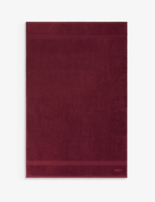 Boss Burgundy Plain logo-embroidered Egyptian Cotton Towel Bath Sheet