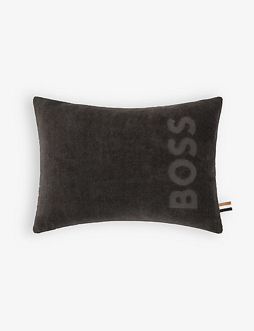 BOSS: Zuma logo-embroidered cotton-towelling beach cushion cover 30cmx 40cm