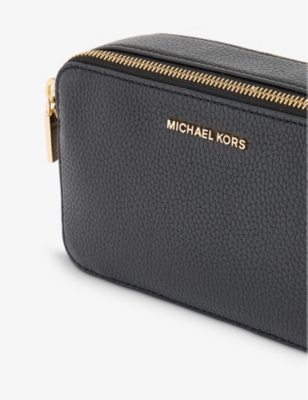 Shop Michael Michael Kors Jet Set Leather Cross-body Bag In Black