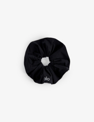 Alo Yoga Womens White Logo-print Stretch-woven Scrunchie | ModeSens