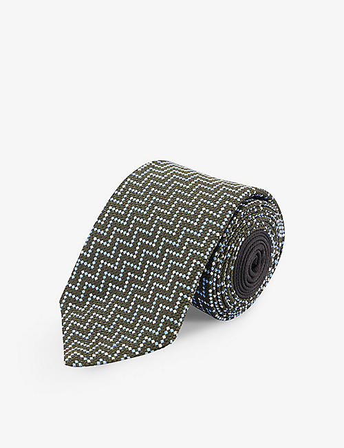 MISSONI: Zig-Zag-print wide-blade silk tie